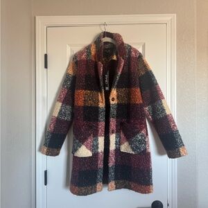 CHARLIE B Plaid Bouclé Knit Coat - Multicolor